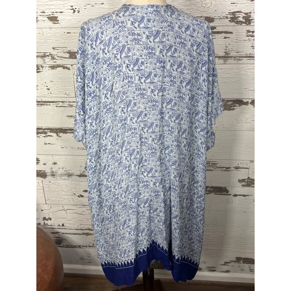 CABI Beach Club Swim Cover Up Kimono Blue OS #5988 - Picture 7 of 9